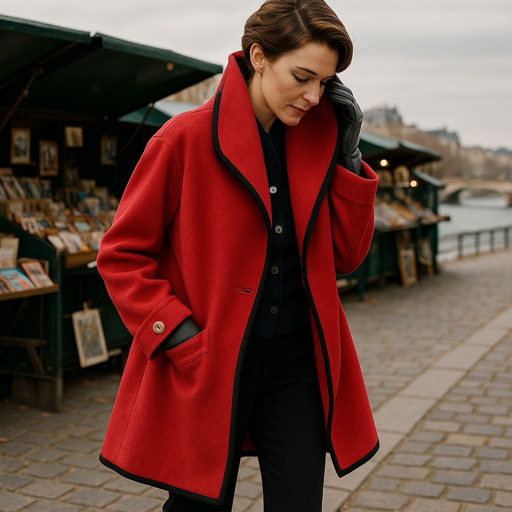 Solan Marseille | Manteau chic à col contrasté pour femme