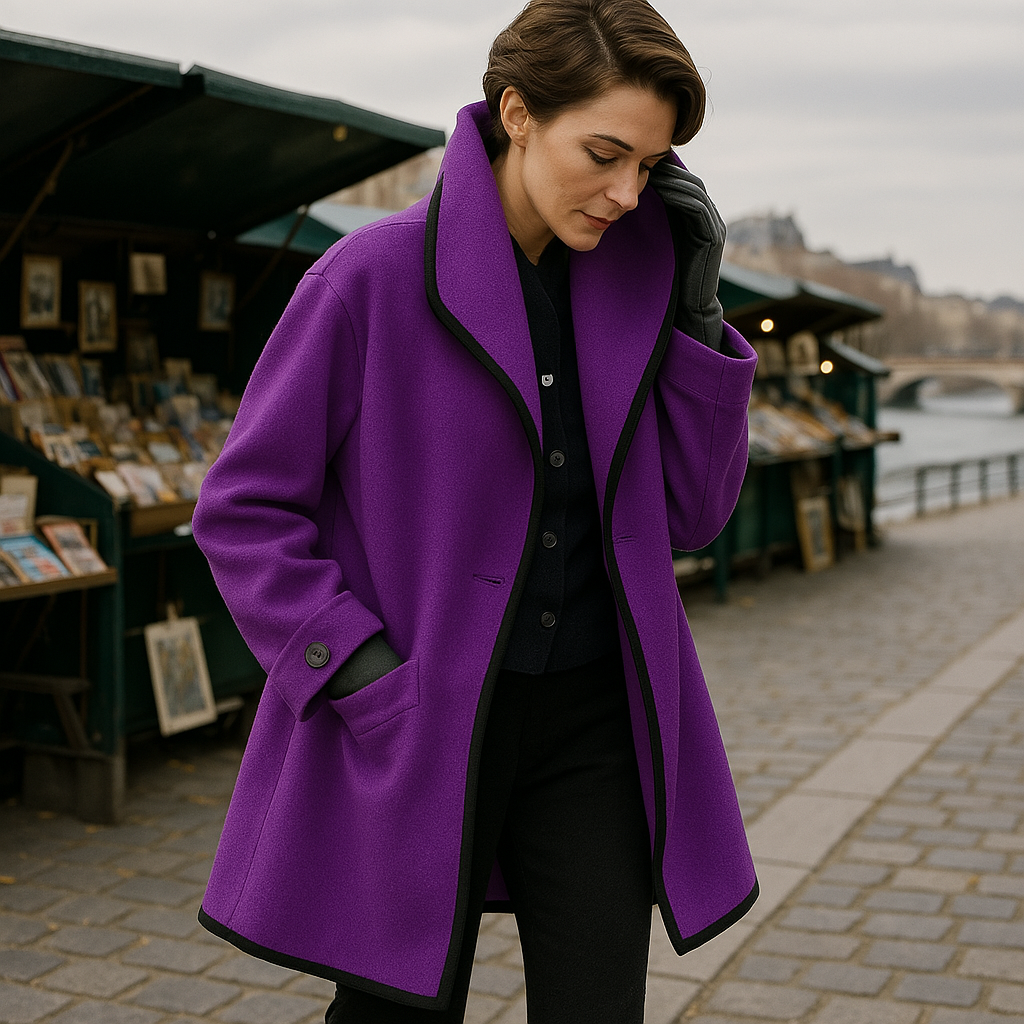 Solan Marseille | Manteau chic à col contrasté pour femme
