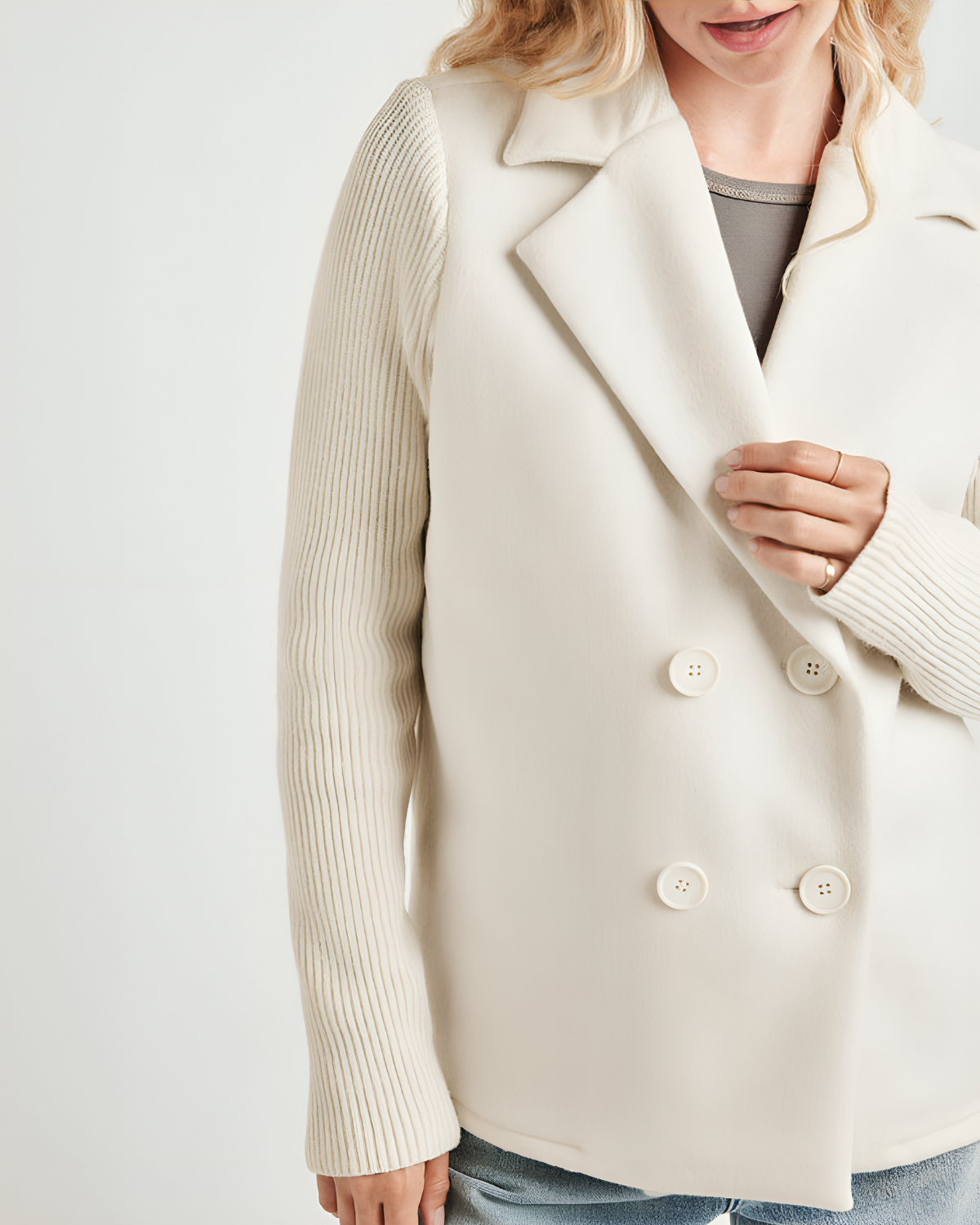 Elodie™ | Blazer Élégant à Manches Tricotées