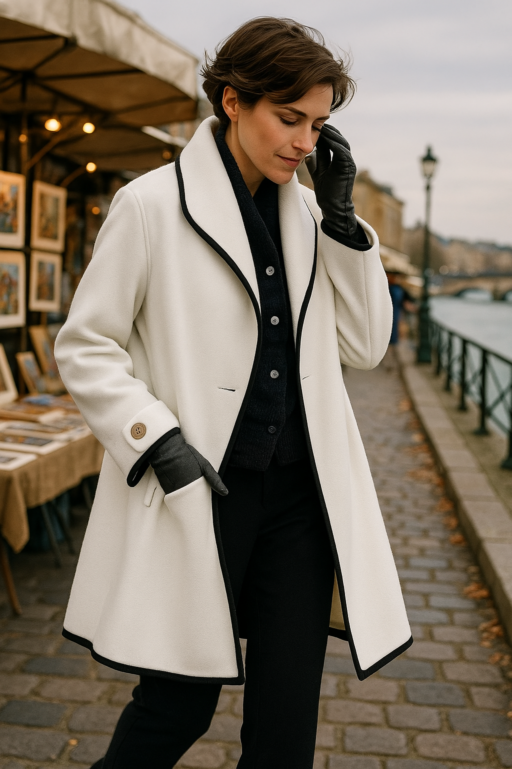 Solan Marseille | Manteau chic à col contrasté pour femme