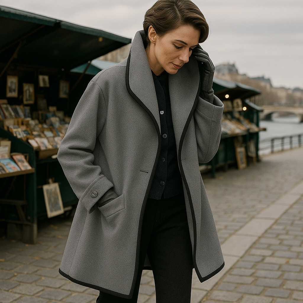 Solan Marseille | Manteau chic à col contrasté pour femme
