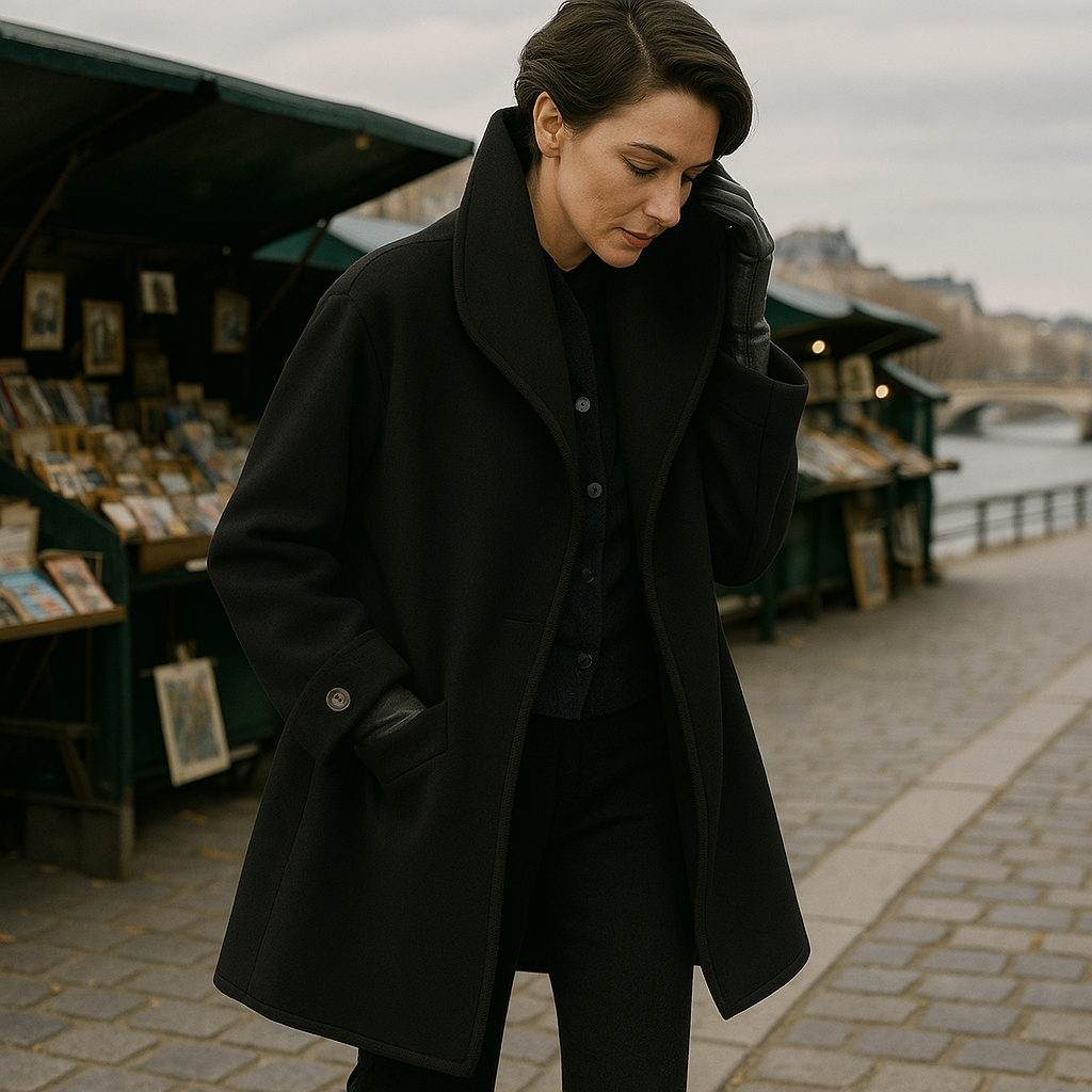 Solan Marseille | Manteau chic à col contrasté pour femme