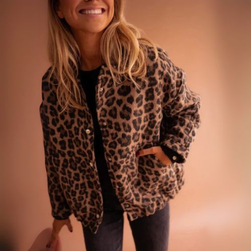Solan Marseille | Veste en fausse fourrure à imprimé léopard pour femme