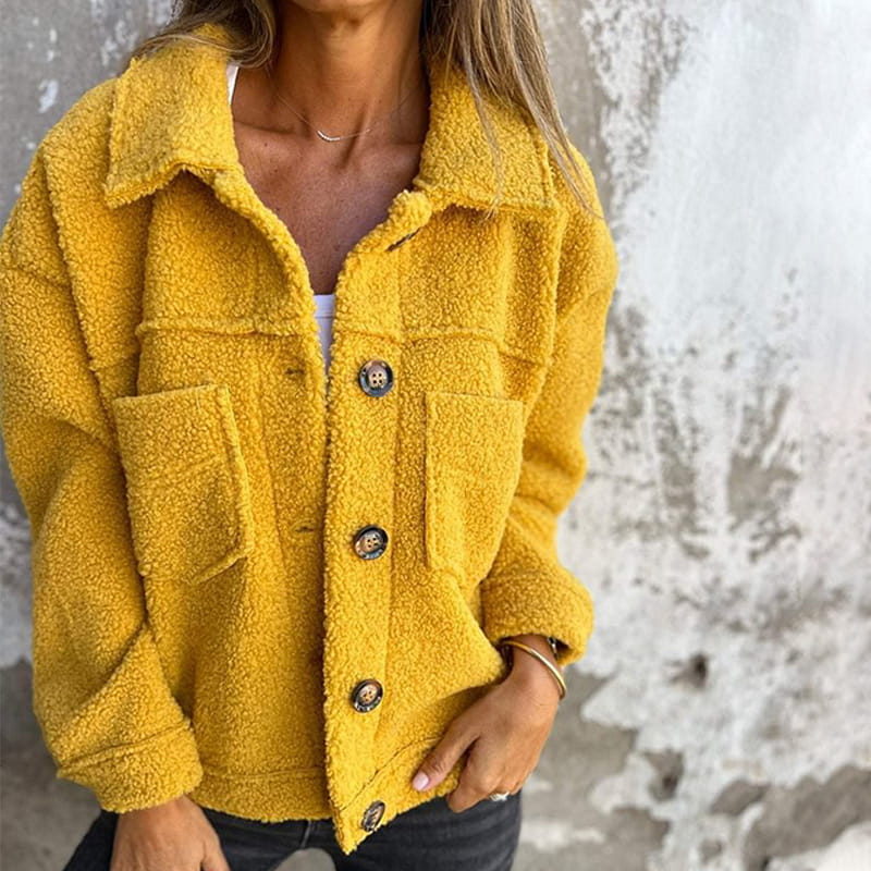 Solan Marseille | Veste en sherpa à boutons et poches plaquées pour femme